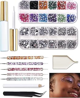 Sponsored Ad - Face Gems Eyes Jewels with Glue for Makeup Rhinestone Set for Face Painting Nail Art Body Hair Eye Jewels C...