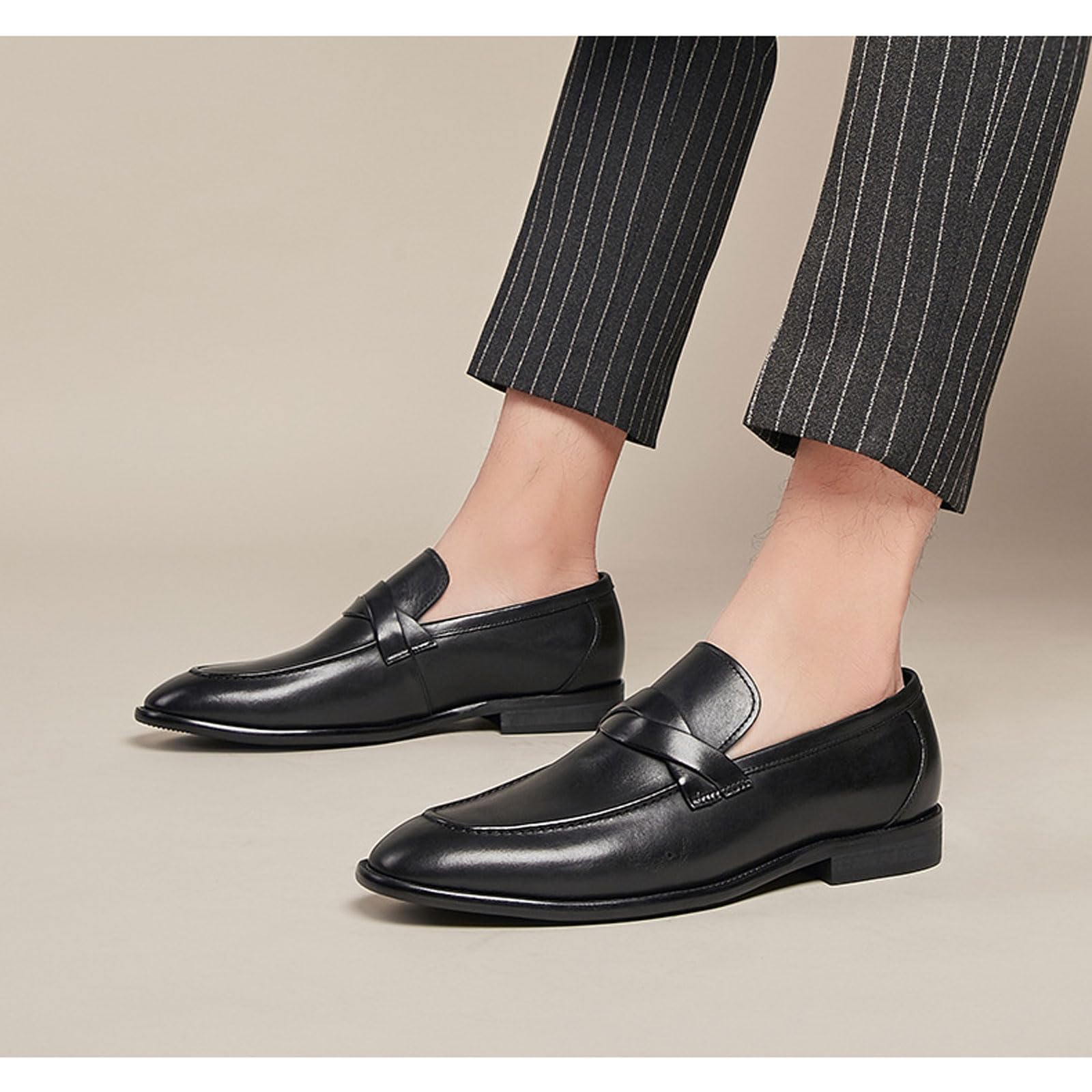 Uomo Mocassini Slip on Scarpe da Abito Formale, Punta Quadrata per Lavoro E Casual, Stile Oxford Business