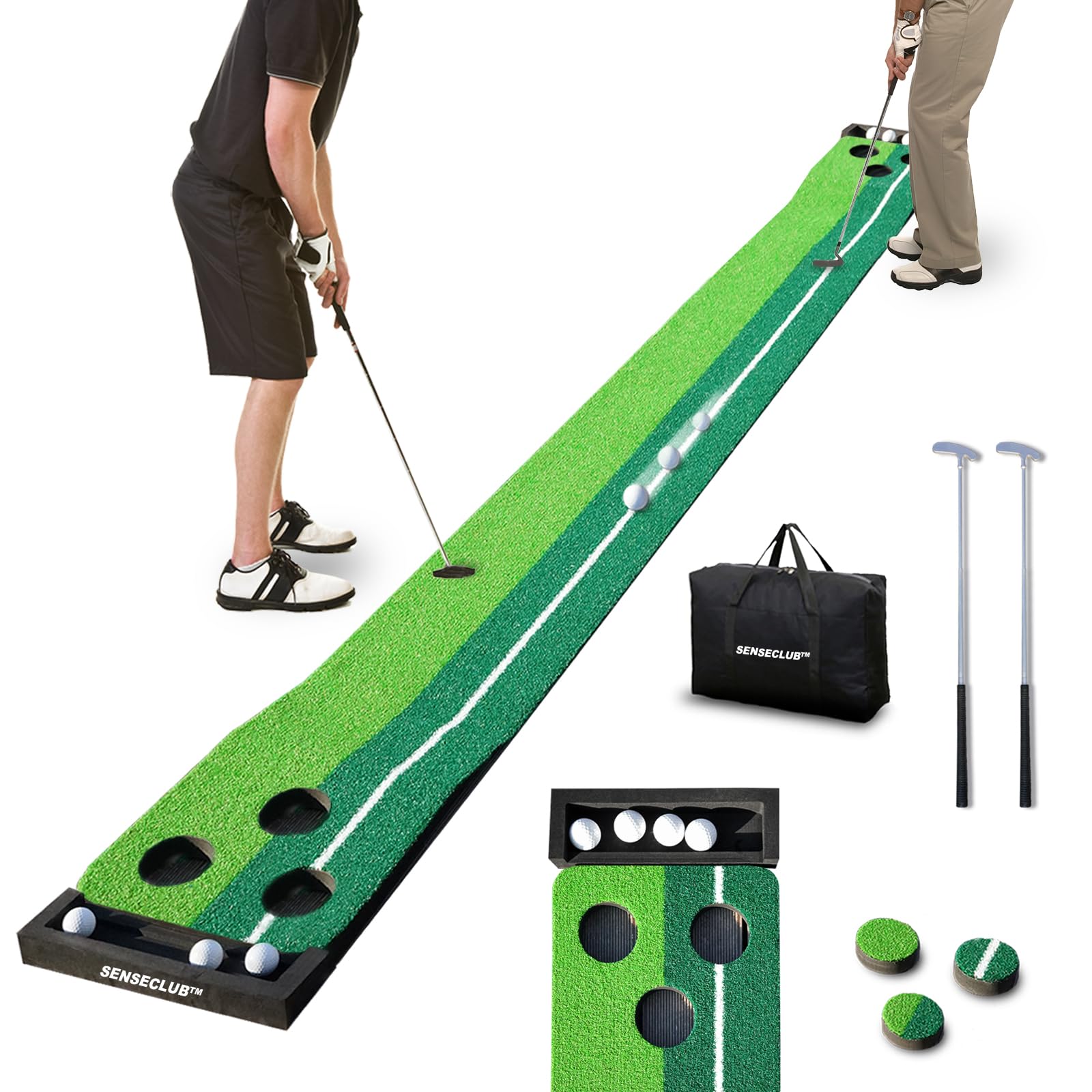 Indoor Putting Green, Foldable Putting Mat Golf Game Set, Golf Gifts for Men with Ball-Collect System