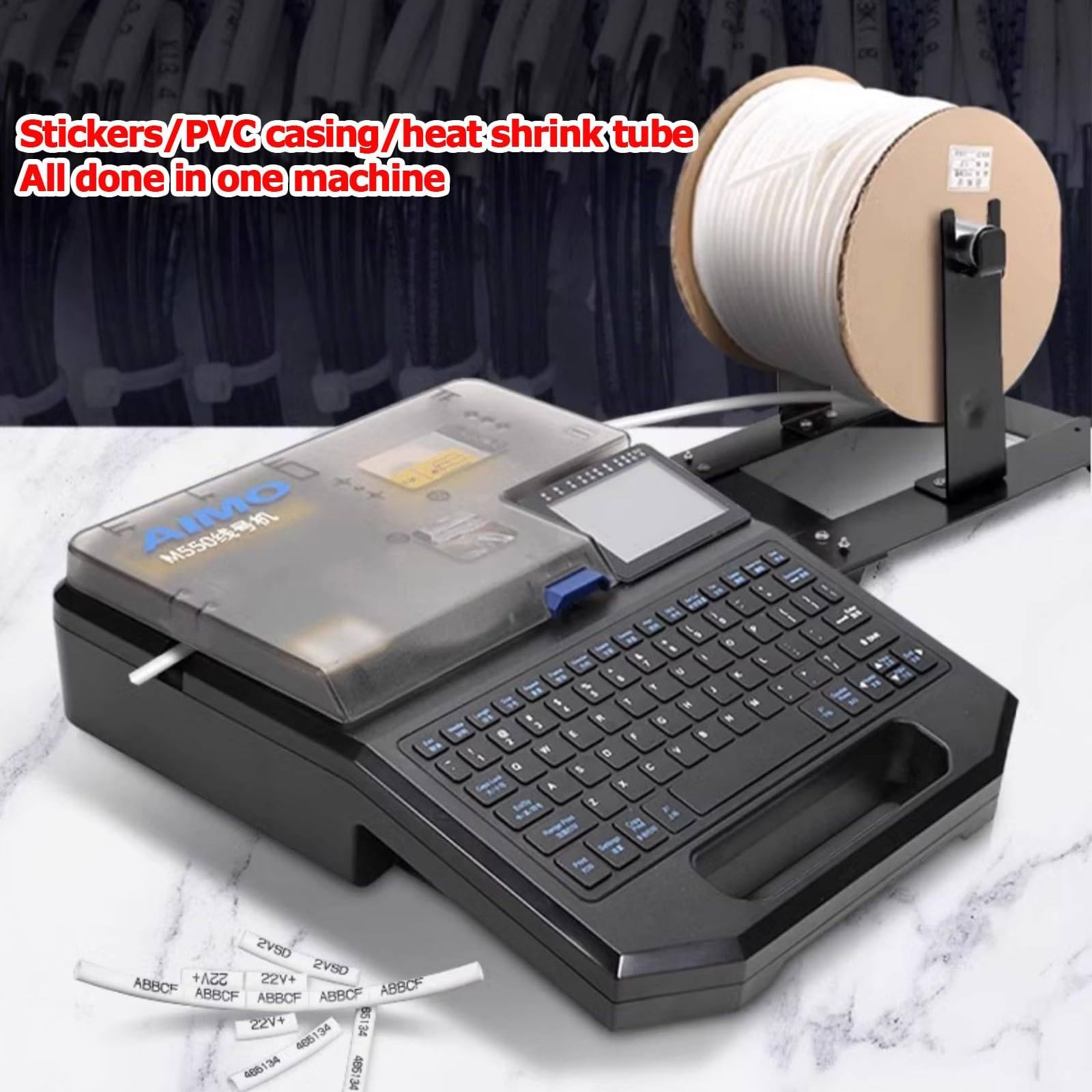 Kit stampante per etichette portatile, stampante per etichette portatile 40mm/S con nastri e adesivi, stampa veloce, taglio automatico, compatibile con vari nastri per etichette, autonomo