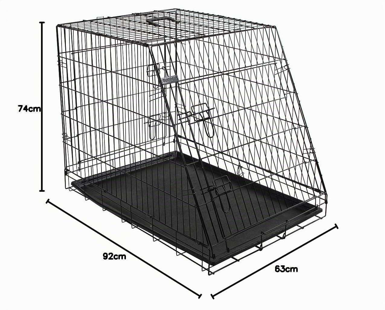 Kerbl Pet zusammenklappbare Gittertransportbox | Schwarz, 107 × 74 × 85 cm, zusammenklappbare Metallbox mit zwei Türen für Reisen und Zuhause