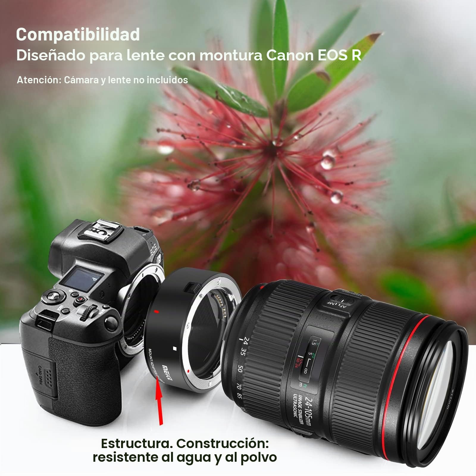 Meike MK-EFTR-A - Adaptador de Lente de Metal para Lentes Canon EF/EF-S a Cámaras EOS-R, EOS-RP, R5, R6, C70 y Komodo