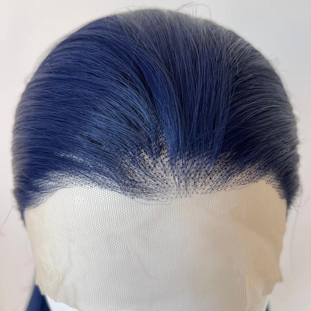 Haarpflege Dunkelblaue Lange Gerade Lace-Front-Perücke Für Damen Cosplay Alltag