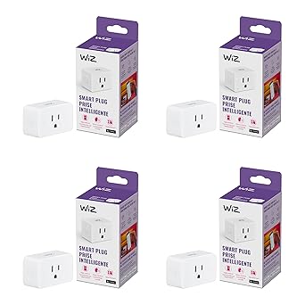 WiZ Smart Plug- Sunset to Sunrise Automation + Motion Detection + Control with Voice or App, Compatible with Alexa, Google Home, and HomeKit - WiFi Wall Outlet - 4 Pack
