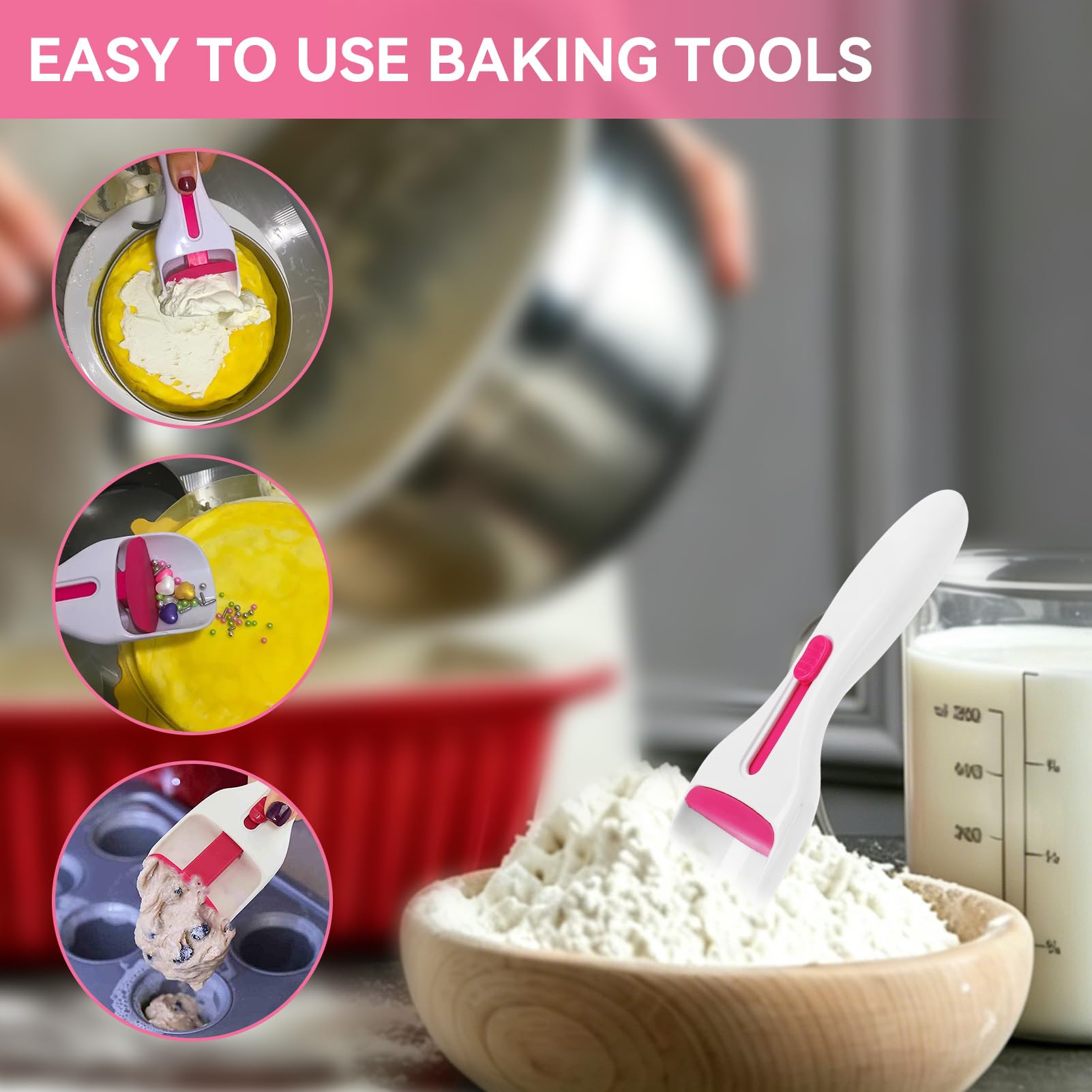 Dosatore per muffin facile da usare, Dosatore per impasto per cupcake con pulsante scorrevole one-touch per impasto per biscotti e pancake