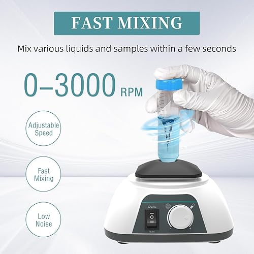 Miniatura 5 de Vortex - Mezclador mezclador de 0 a 3000 rpm, función táctil y continua con 7 módulos para pinturas de tubos de laboratorio, adhesivos de pestañas