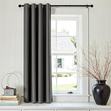 jinchan Linen Textured Room Darkening Curtain 84 Inch Long for Living Room Room Darkening Thermal Insulated Grommet Top Window Drape for Bedroom 52" W x 84" L Dark Grey 1 Panel