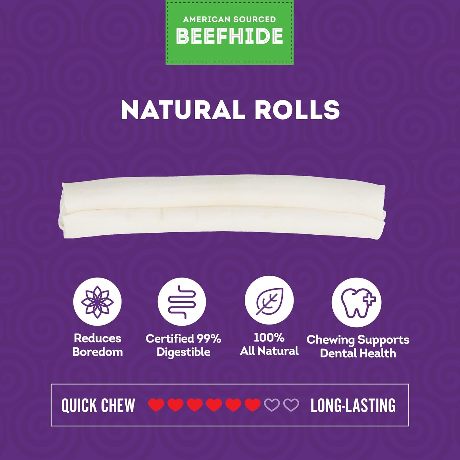 American Sourced Beefhide Rolls 8-9" Dog Chew Treats - Natural Flavor, 10 Count/1 Pack