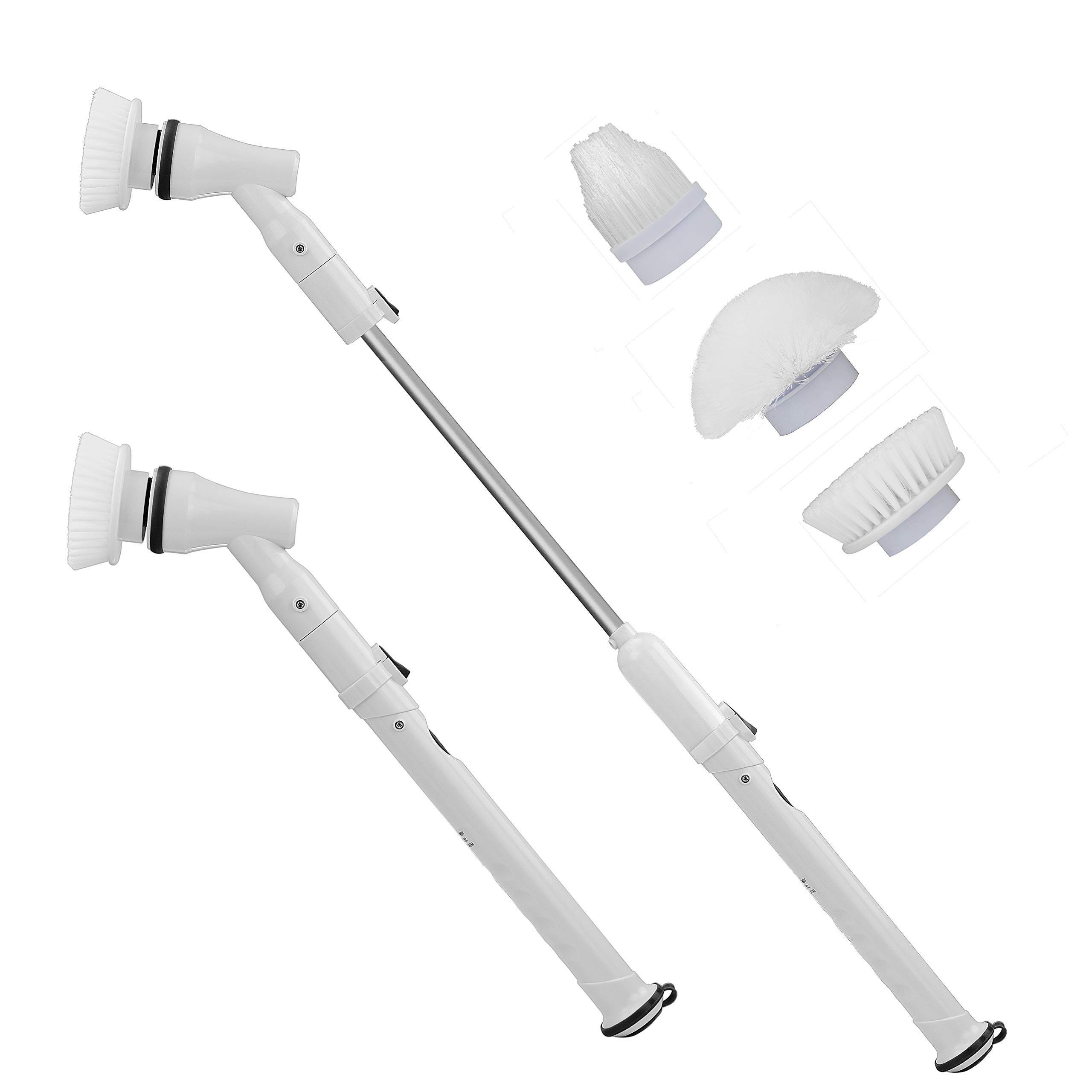 AMOS Super Scrubber Rechargeable Cordless Toilet Bathroom Kitchen 300RPM Spin Cleaning Brush with 3 Replaceable Brush Heads & Extendable Handle