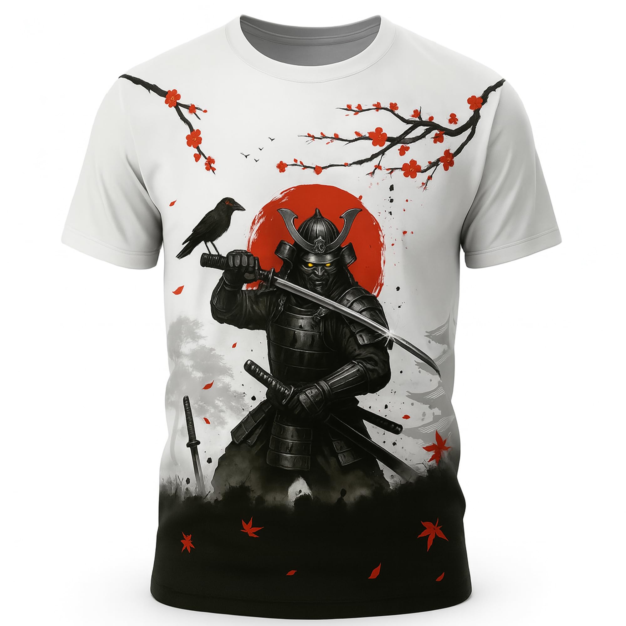 Blissboy Funny Japanese Samurai T-Shirt Novelty Short Sleeve Crewneck Shirt