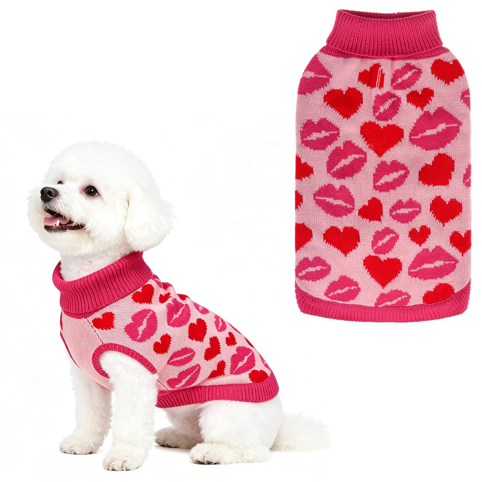 EXPAWLORER Dog Jumper Holiday Outfit Knitted Clothes, Kisses M — image 1