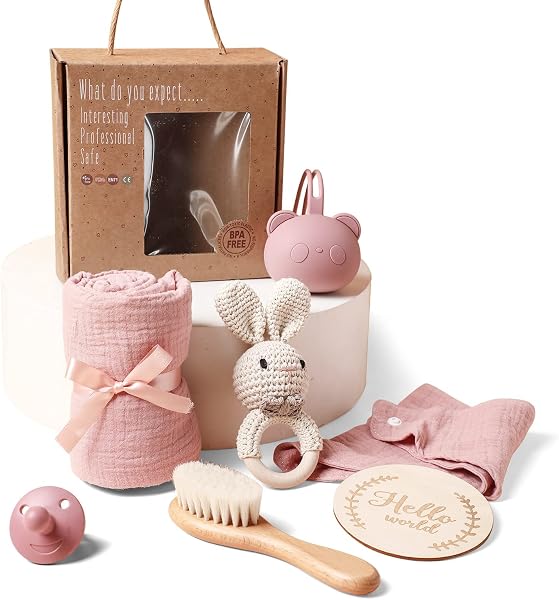 IEATFO Baby Gift Set with Blanket and Rattle for Newborns