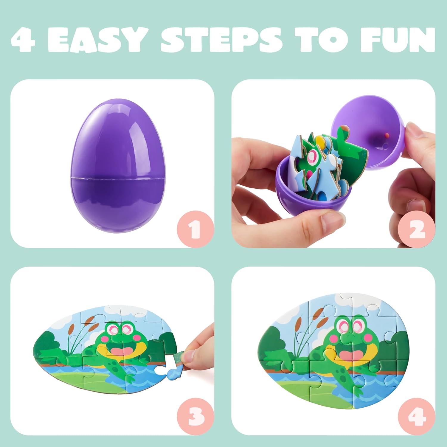 JOYIN 12 Pcs Easter Eggs Jigsaw Puzzle for Egg Hunt Game, School Activities Rewards, Kids Party Favors, Easter Basket Stuffers Fillers, Classroom Prize Supplies