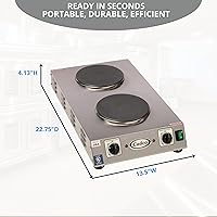 Vista 4 de Cadco CDR-2CFB Space Saver - Placa caliente de hierro fundido doble de 120 voltios