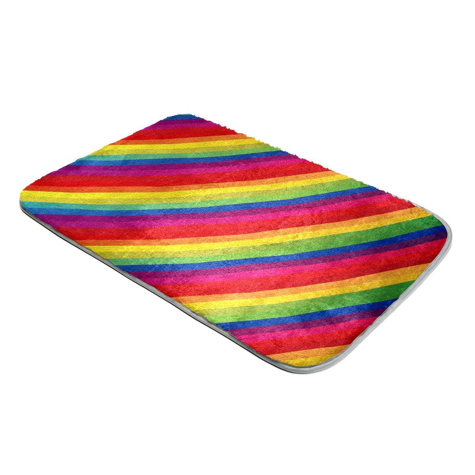 Tapis à poils longs en fausse fourrure à rayures multicolores 120x160cm