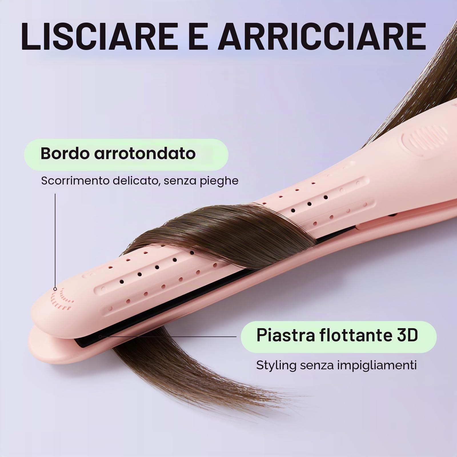 Wavytalk Cool Curl Pencil Piastra Capelli, Arricciacapelli e Mini Piastra per Capelli 3 in 1 con aria fredda 360°, per capelli corti, frangia e volume radici