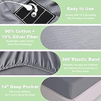 Vista 2 de Grounding Sheets - Sábanas de algodón de alta calidad para terapia de sueño saludable, sábanas bajeras de bolsillo profundo, incluye cable de Gris