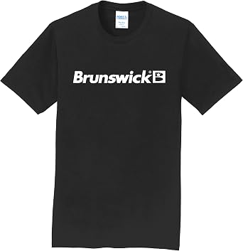 Logo Infusion Black T-Shirt 100% Cotton - Brunswick Bowling - White Logo - Design 000N