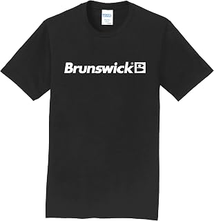 Black T-Shirt 100% Cotton - Brunswick Bowling - White Logo - Design 000N