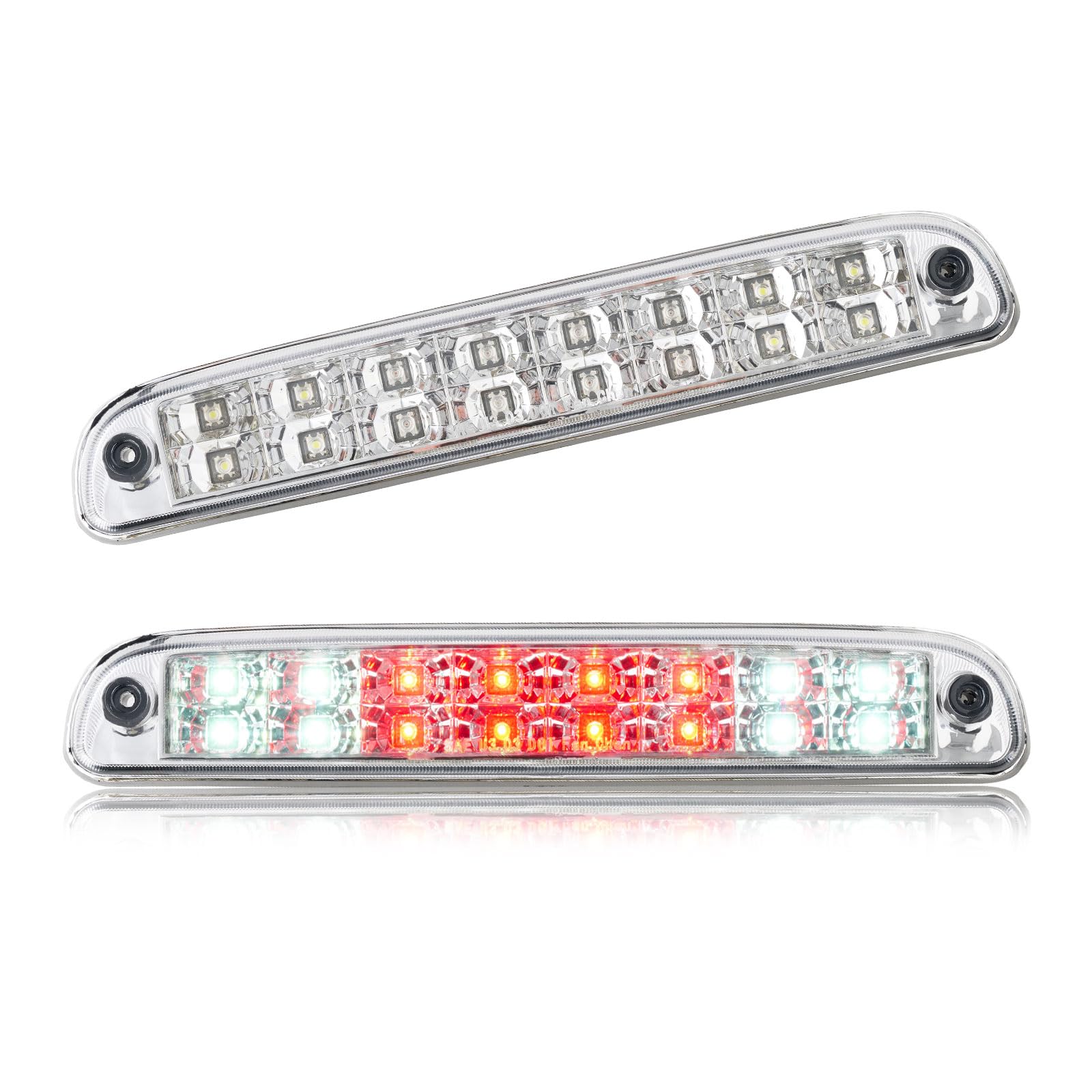 Third 3rd Brake Light LED for 1999-2016 Ford F250 F350 F450 F550 Super Duty, 1993-2011 Ford Ranger High Mount Rear Cab Brake Lights Assembly, 99-16 F-250-F-550 Cargo Stop Light (Chrome)