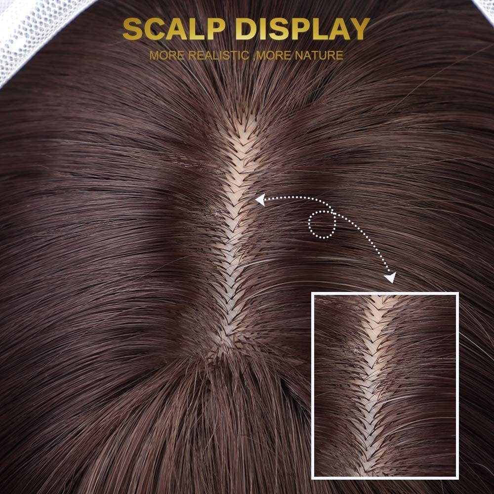 Natural Long Wavy Wig Half Red Half White Wig with Bang for Black Women, Glueless Heat Resistant Wigs for Daily Wear Cosplay Party