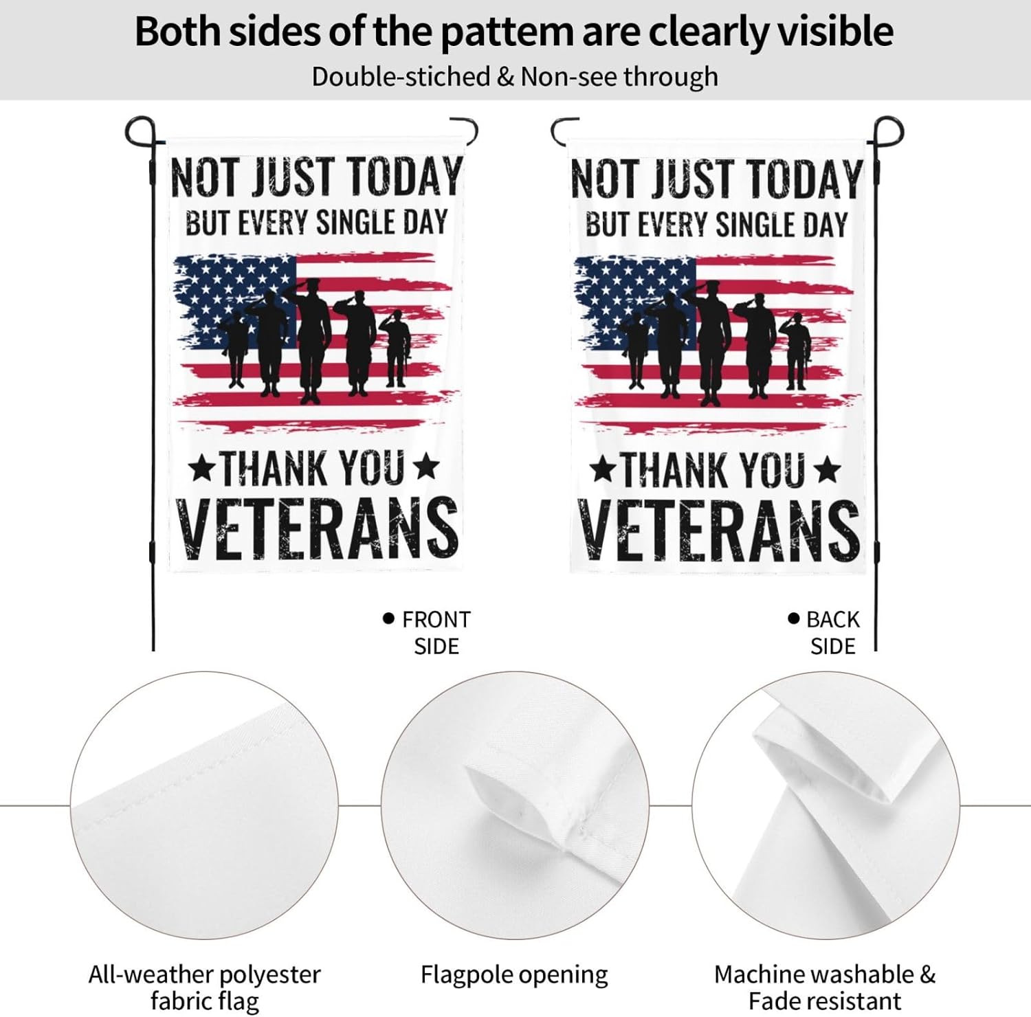 Thank You Veterans Garden Flags 12×18 Inch Double Sided Decorative Yard Banner Seasonal Flag for Outdoor Outside Decor - Image 2