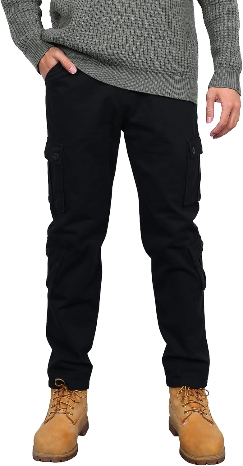 BOJIN Men's Cargo Pants Casual Military Army Camo Relaxed Fit Cotton Combat Camouflage Cargo Work Pants with 8 Pockets