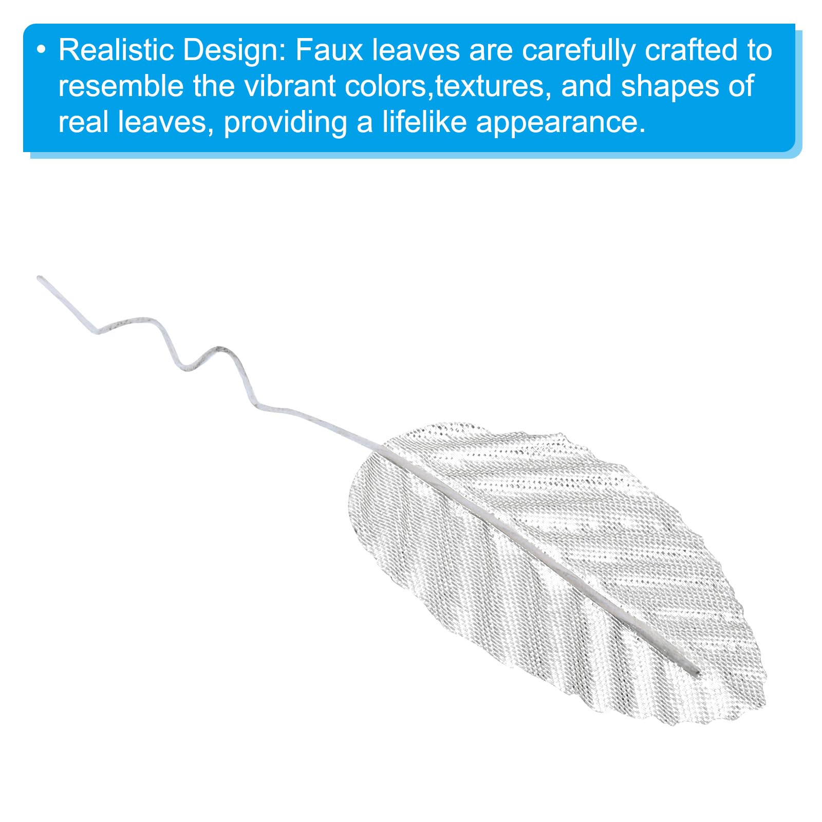 PATIKIL Silver Artificial Leaves with Stems - Image 3