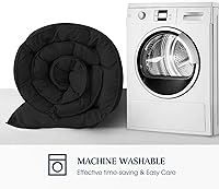 Vista 6 de Blue Ridge Home Fashions - Edredón sintético de microfibra para todas las estaciones, relleno de poliéster hipoalergénico, Algodón, Negro, gemelo