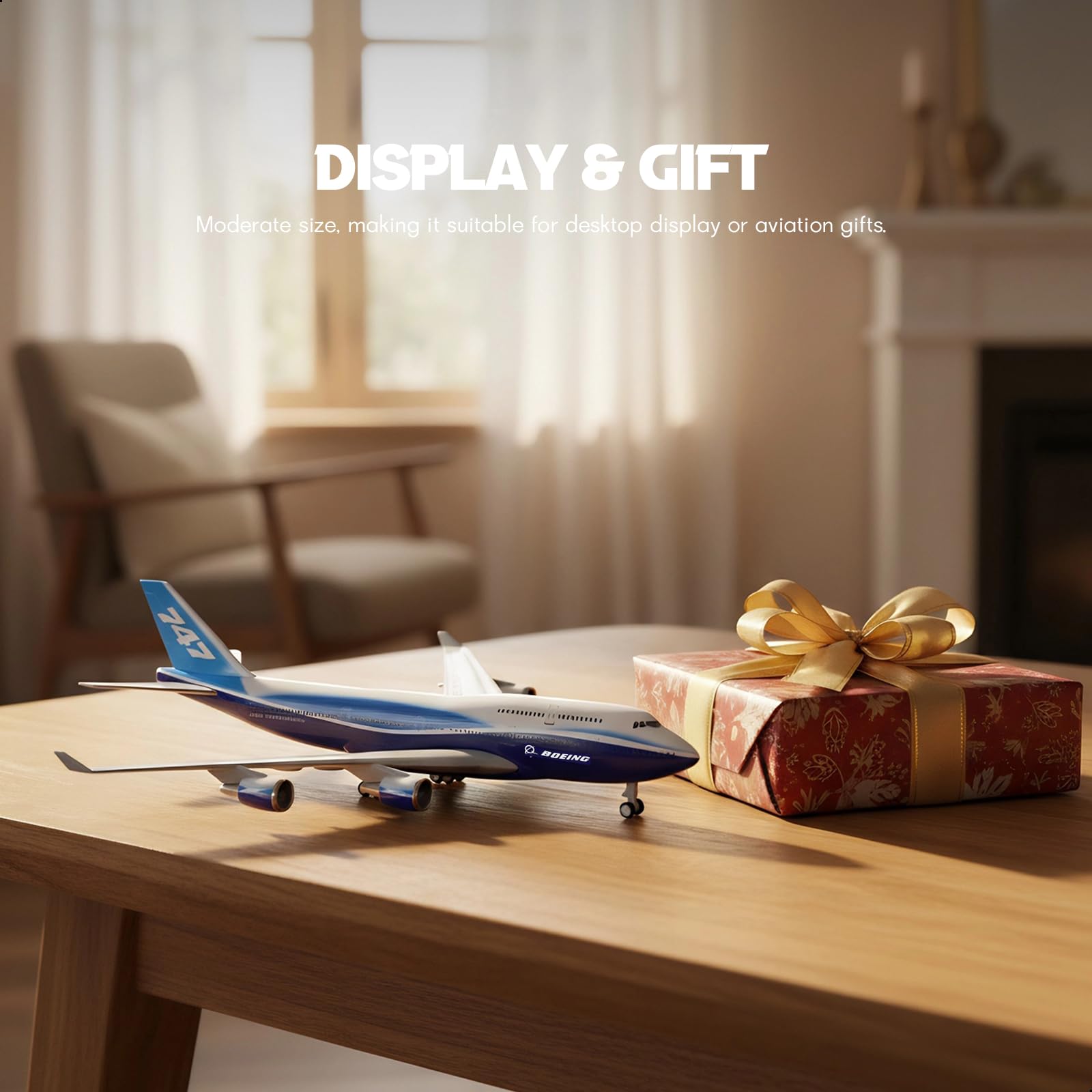 1/240 747 - Kit de prototipos de 30 cm para modelos de avión Boeing 747 de resina con soporte de exhibición. Ideal como regalo para adultos en cumpleaños, vacaciones