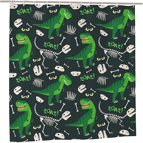 Cortina de ducha de plástico con diseño de dinosaurio, 72 x 72 pulgadas, juego de cortinas de ducha extra largas para baño, cortinas de baño con