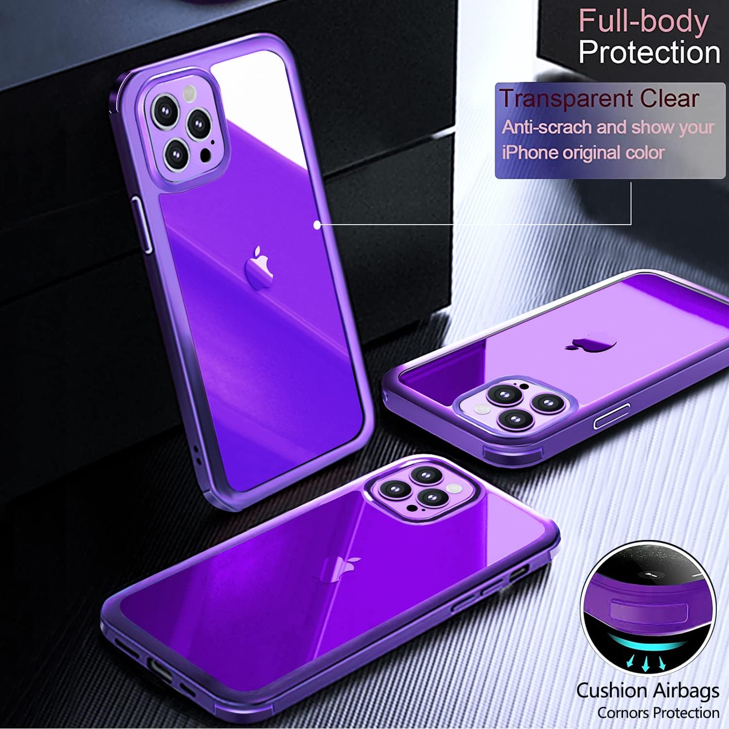 UBUNU iPhone 11 Pro Case with Screen Protector [Built-in 9H Hard Tempered Glass], for Magsafe 360 Full Body Protection, Clear Protective iPhone 11 Pro Phone Case Cover for Men Women 5.8'', Purple