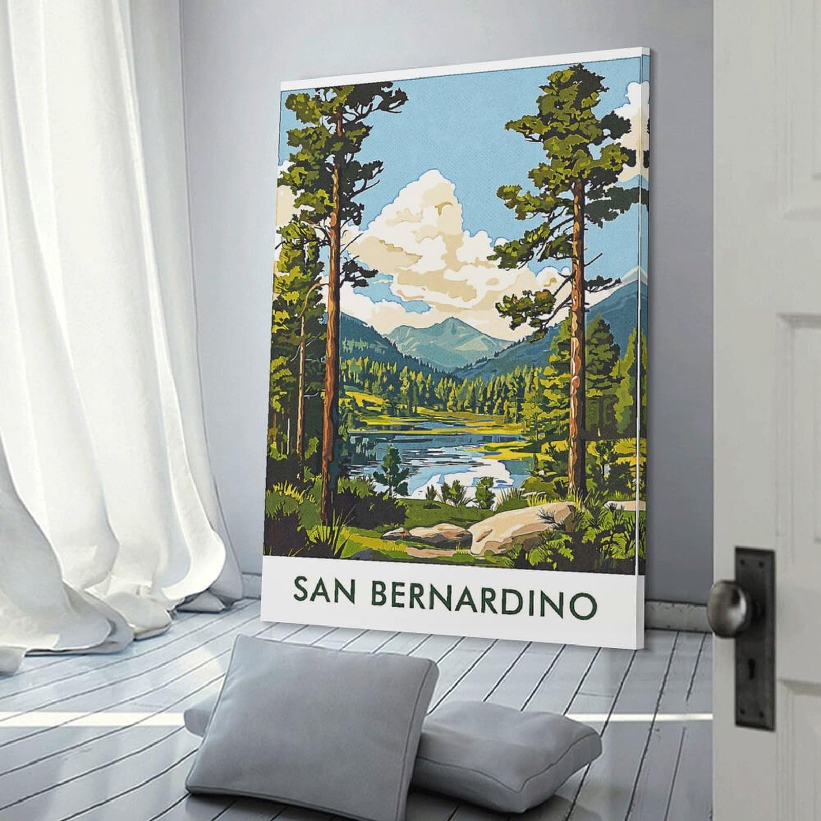 Junmoney San Bernardino Lake View Hanging Wall Art, 20x30inch(50x75cm), for Lounge, Bedroom Or Personal Spaces, Gift Idea for Housewarming And Birthdays