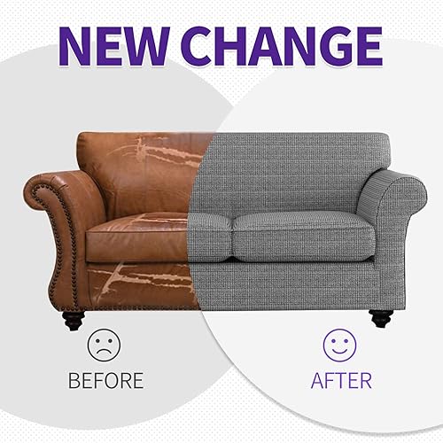 Miniatura 5 de ZNSAYOTX - Fundas de sofá para sala de estar (4 piezas), antideslizantes, fundas de sofá para 3 cojines, sofá, mascotas, perros, funda lavable a