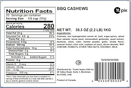 Miniatura 5 de Yupik Nuts BBQ Anacardos 22 libras Snack crujiente