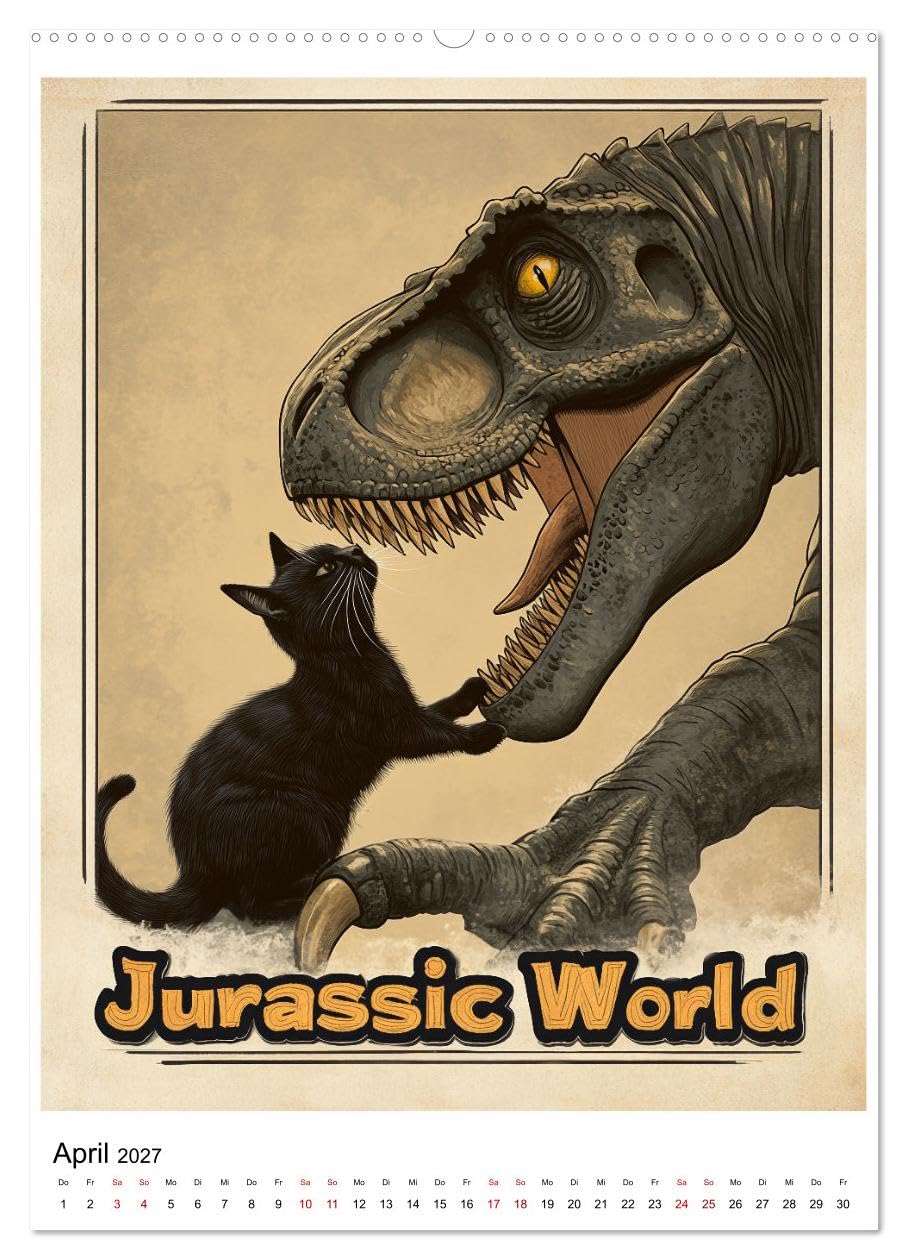 Großes Katzenkino (hochwertiger Premium Wandkalender 2027 DIN A2 hoch), Kunstdruck in Hochglanz: Kinofilme, die mit Katzen so viel realistischer wären (CALVENDO Spass)