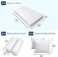 Vista 7 de Prolinemax Funda solamente Sábana bajera ajustable para colchón de sofá cama con 4 canaletas individuales AD001