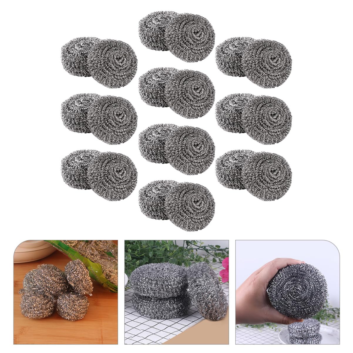 SOLUSTRE 20piezas Bola De Limpieza De Acero Inoxidable Bola De Alambre para Limpieza De Sartenes Esponja Metálica para Ollas Unidades para Lavavajillas y Cocina