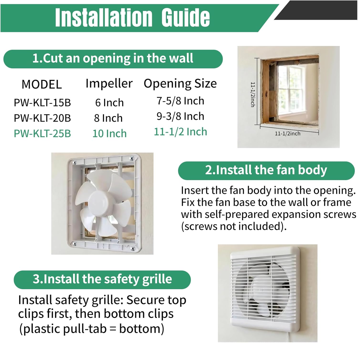 10 Inch Window Shutter Exhaust Fan both Intake & Exhaust,11 x 11 Inch Cutout,467CFM 40W Wall-Mounted Ventilation Fan for Bathroom Home Bedroom Attic