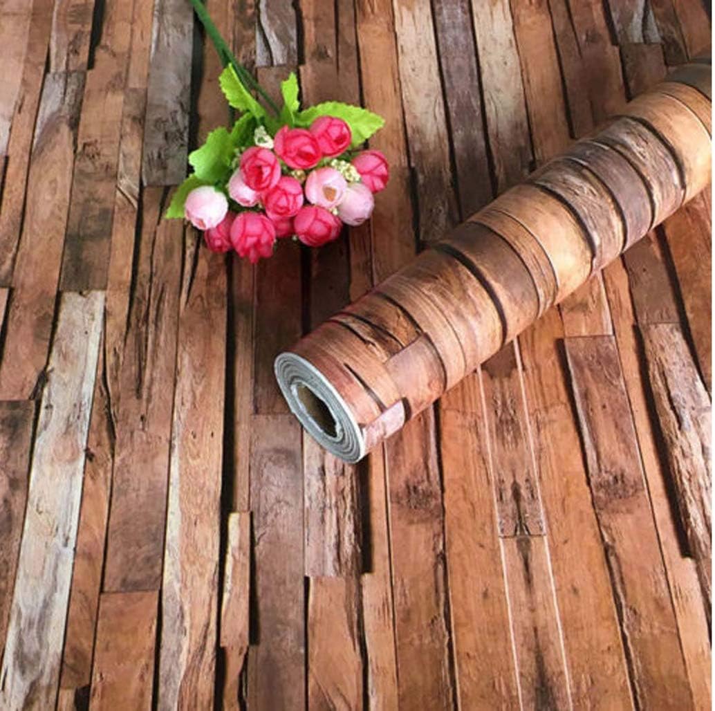 17.8"x 9.8' Self-Adhesive Removable Wood Peel and Stick Decorative Wall Covering Vintage Wood Panel Faux Distressed Wood Plank Wooden Grain Film Vinyl Decal Roll