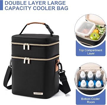 Breastmilk Cooler Bag with Ice Pack Fits 6 Baby Bottles Up to 9 Ounce