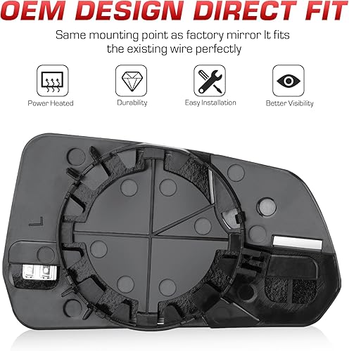 Miniatura 6 de Passenger & Drive - Juego de espejos calefactables laterales para Ford Mustang 2015, 2016, 2017, 2018, 2019, 2020, reemplazo FR3Z17K707T