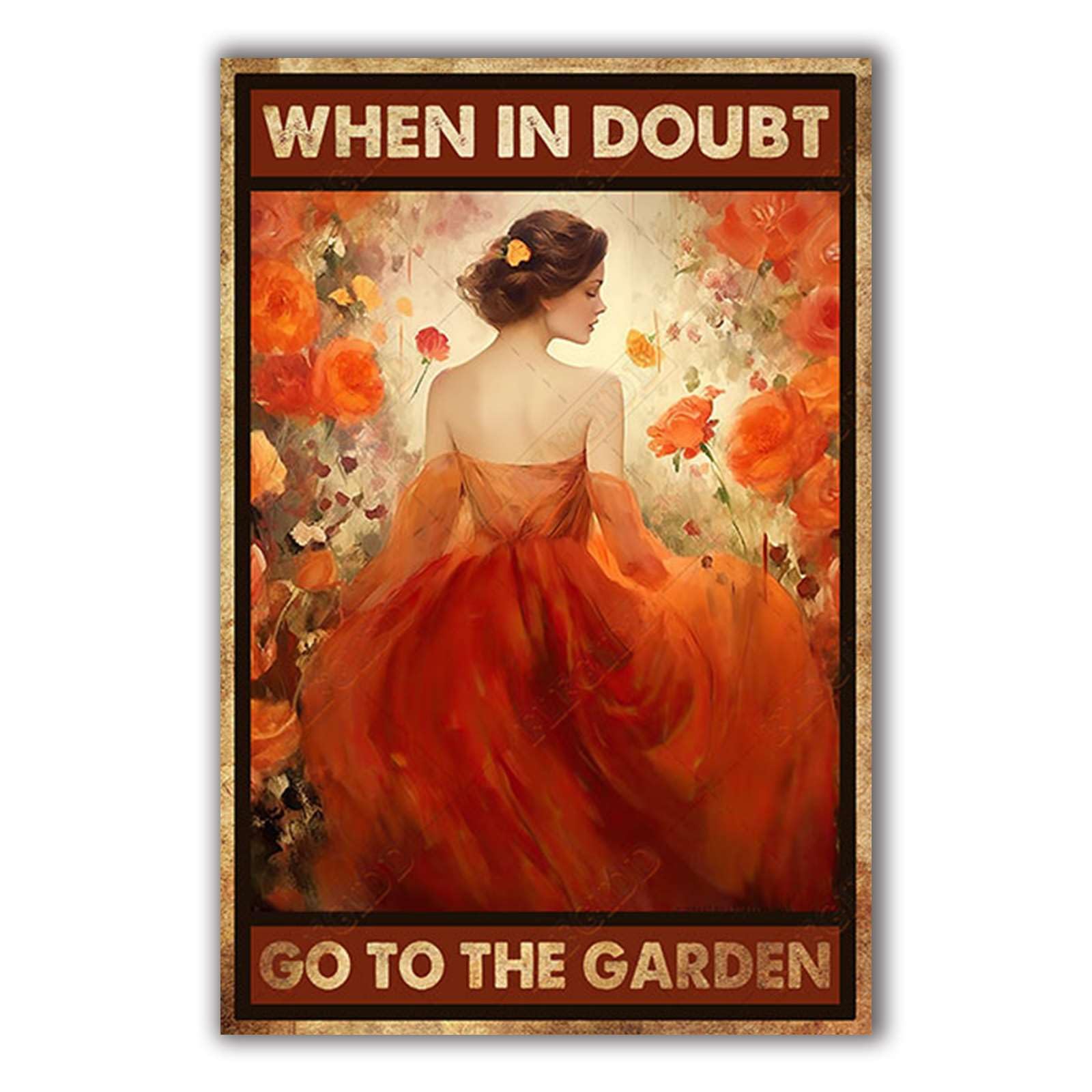 Anceky When In Doubt Go To The Garden Metal Sign Funny Tin Sign Retro Wall Decor For Home Garage Bar Outdoor Window 12×8 Inch
