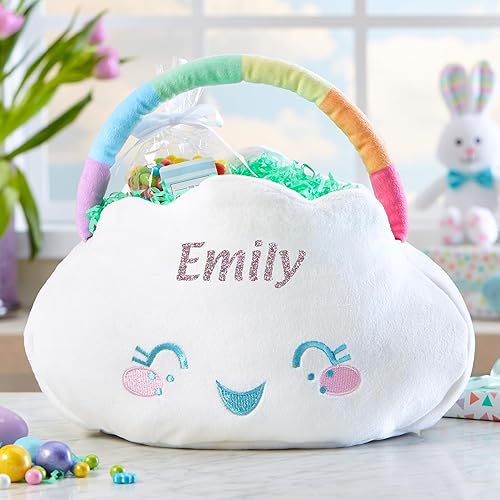 Miniatura 36 de Let's Make Memories - Canasta de Pascua personalizada con amigos peludos, canasta para niños, diseño de conejito de Pascua azul, solo incluye