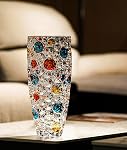 Colorful dot Crystal Glass vase 9.8 inch,Large Flower Vase，Modern Vase for Living Room, Bedroom, Kitchen, Dining Table, Mantle, Wedding. (Colorful)