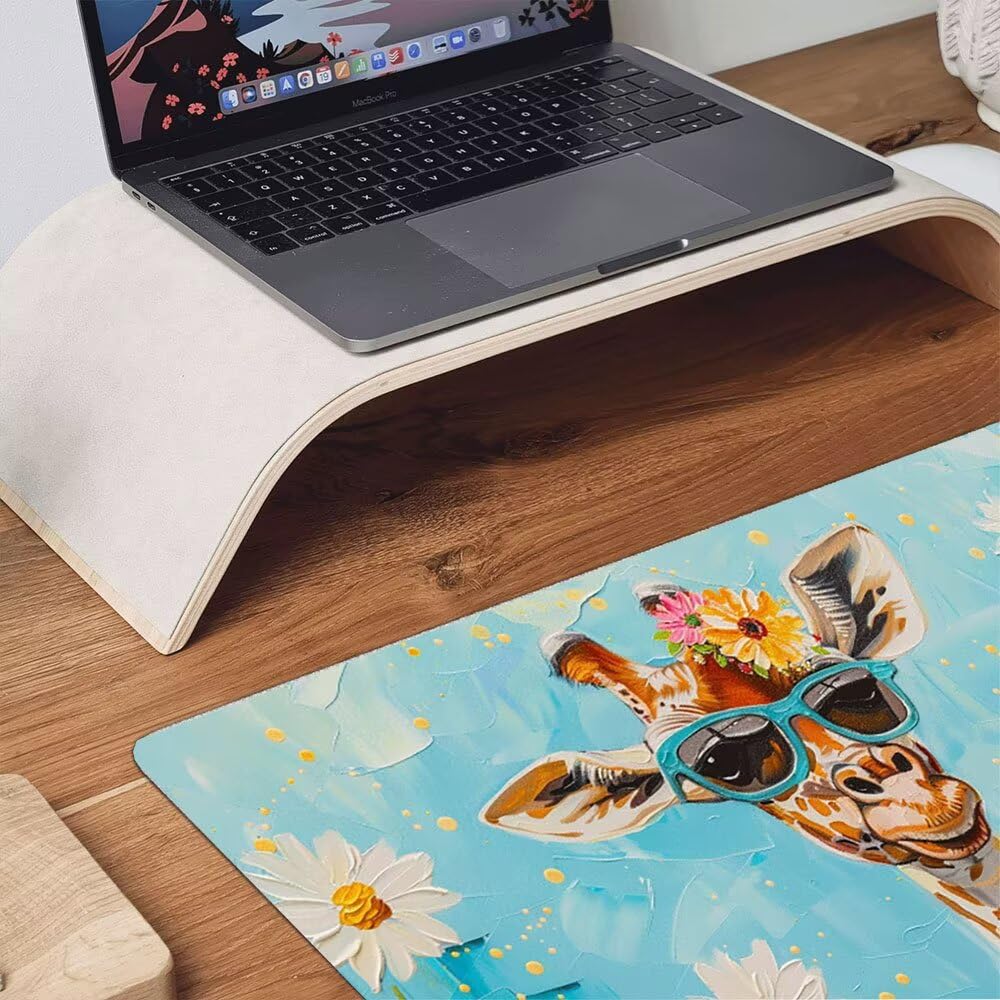 Alfombrilla Ratón XXL Alfombrilla Escritorio 2000x1000mm Mouse Pad Mejora la Precisión y la Velocidad con Base de Goma Antideslizante y Bordes Cosidos Duradera (Flor De Ciervo De Cuello Largo) xR8-930