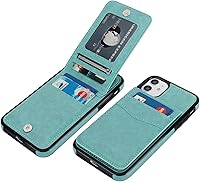 Vista 10 de KIHUWEY Funda compatible con iPhone 11 con soporte para tarjeta de crédito, cierre magnético de cuero de alta calidad, resistente funda protectora
