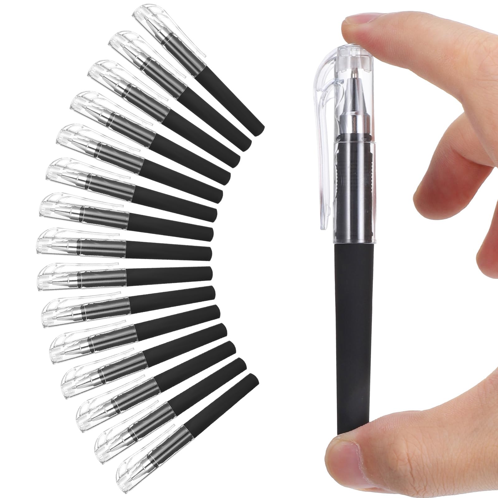 Qianyu 15 Pcs Mini Gel Pens 0.5mm Bullet Point Pocket Short Small Black Ink Pen with Cap Mini Ballpoint Pens Smooth Writing Compact Quick Dry Pen for Office Business Teacher Journal Notebook Supplies