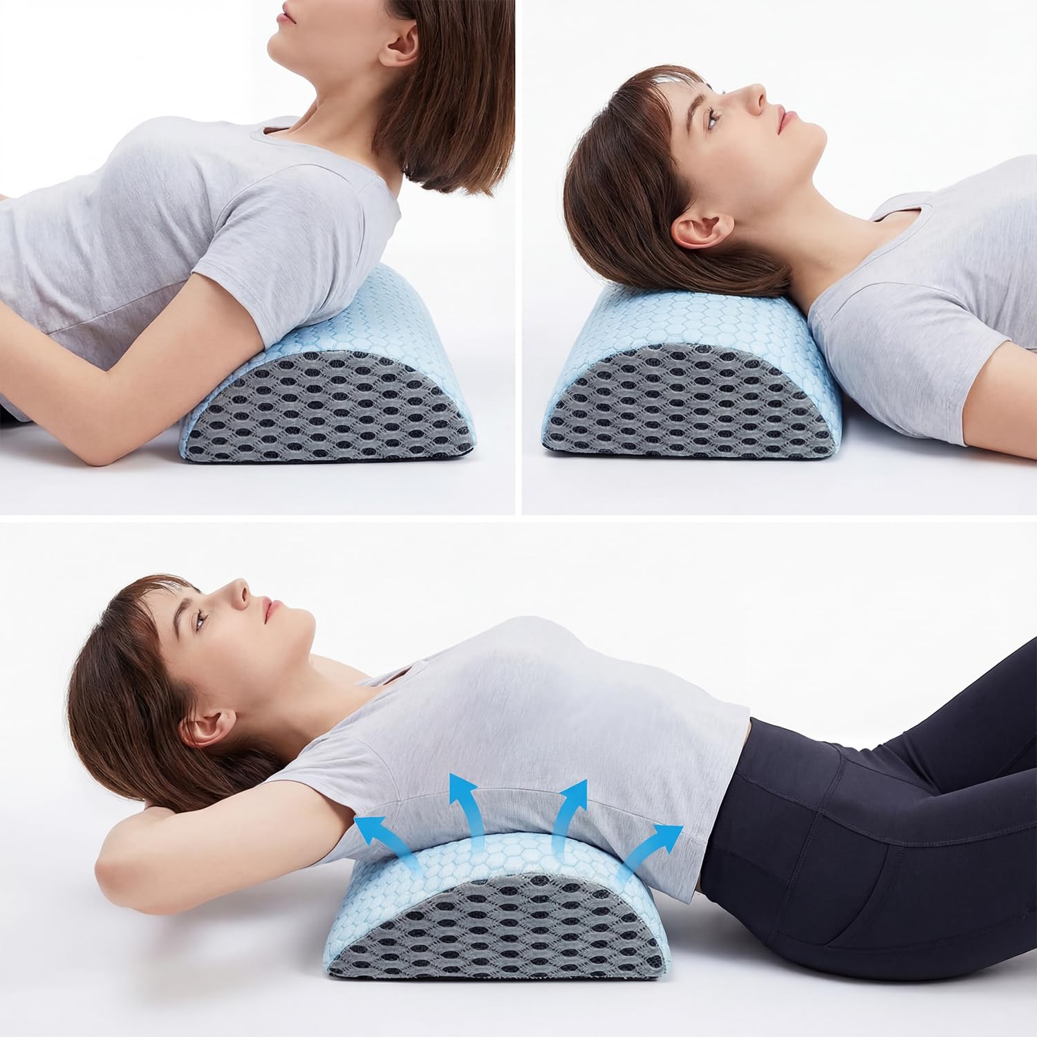 Almohada piernas Dormir,Almohada para Piernas,Cojín para Dormir de Lado,Cojín ergonómico Fabricado con Espuma viscoelástica con Memoria, Transpirable y Lavable a máquina. (Blanco Azul 1)