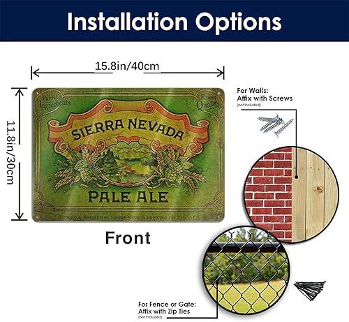 Miniatura 3 de Sierra Nevada Pale All Beer - Cartel de metal para pared, letrero de hojalata de 12 x 16 pulgadas